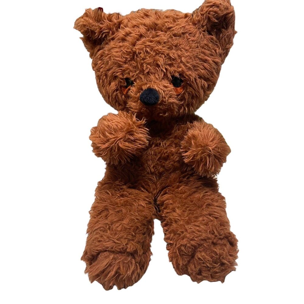 Vintage California Stuffed Toys Brown Shaggy Bear HandCrafted USA 18” Felt Eyes